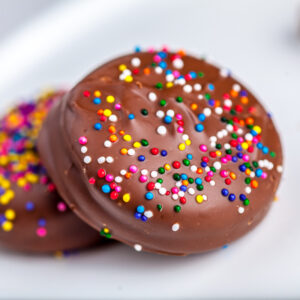 Chocolate Peanut Butter Ritz with Sprinkles
